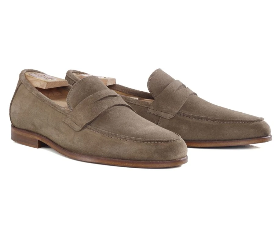 Mocassin Homme Cuir Velours Taupe - DERVIO 4 Mocassin Homme Cuir Velours Taupe - DERVIO – Image 2