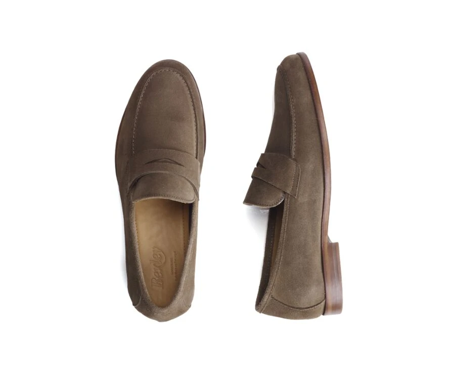 Mocassin Homme Cuir Velours Taupe - DERVIO 5 Mocassin Homme Cuir Velours Taupe - DERVIO – Image 3