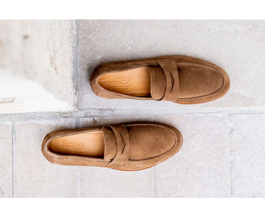 Mocassin Homme Cuir Velours Taupe - DERVIO 8 Mocassin Homme Cuir Velours Taupe - DERVIO – Image 6