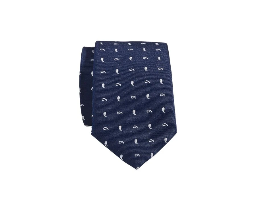 Cravate Homme Soie Motif Palmette Marine Et Écru 3 Cravate Homme Soie Motif Palmette Marine Et Écru