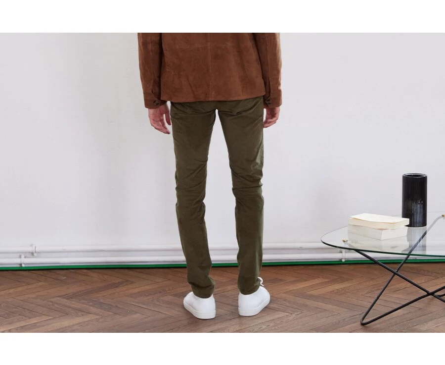 Pantalon 5 Poches Velours Homme Olive - KARS 4 Pantalon 5 Poches Velours Homme Olive - KARS – Image 2