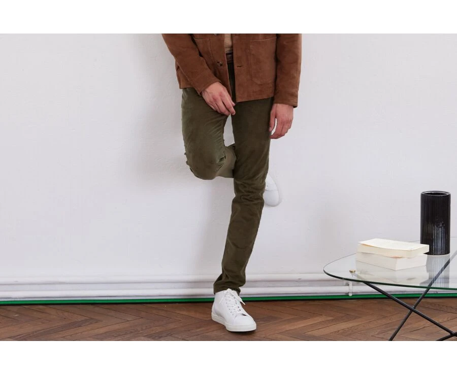 Pantalon 5 Poches Velours Homme Olive - KARS 5 Pantalon 5 Poches Velours Homme Olive - KARS – Image 3