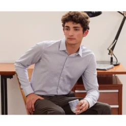 Chemise Twill Blanche à Carreaux Bleu Océan Homme- MARTINIEN