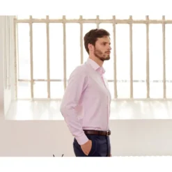 Chemise Twill Blanche à Carreaux Rose Clair Homme- MARTINIEN -Magasin De Bexley 016710dj martinien blanc et rose clair 3