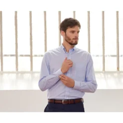 Chemise Twill Rouge Blanc à Petits Carreaux Bleu - STELLAN