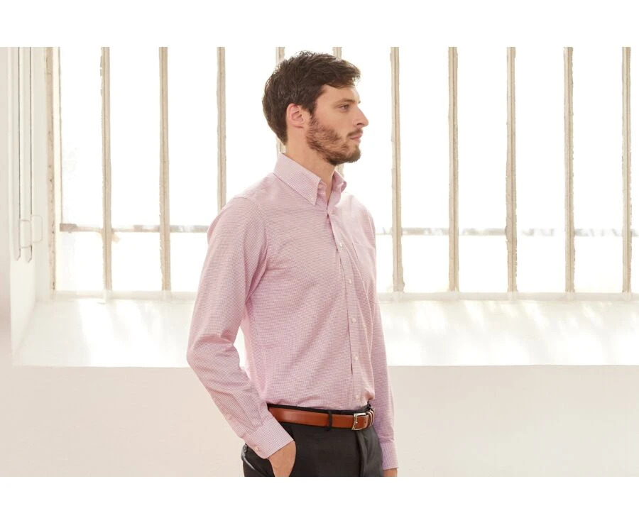 Chemise Twill Blanc à Petits Carreaux Rouge - STELLAN 5 Chemise Twill Blanc à Petits Carreaux Rouge - STELLAN – Image 3