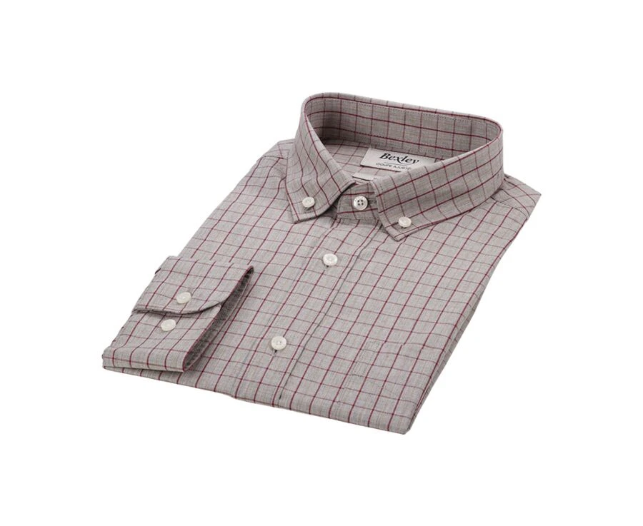 Chemise Flanelle Rouge Camel Et Beige - Poche Poitrine - BERTON 7 Chemise Flanelle Rouge Camel Et Beige - Poche Poitrine - BERTON – Image 5