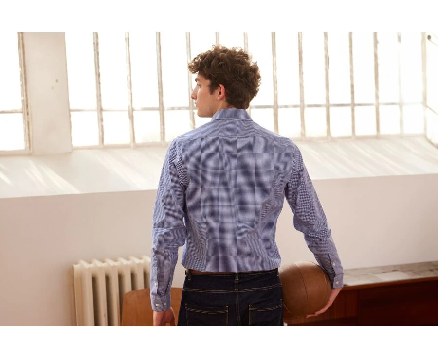 Chemise Coton Bleu Et Blanc - Col Français - VALAIRE 4 Chemise Coton Bleu Et Blanc - Col Français - VALAIRE – Image 2