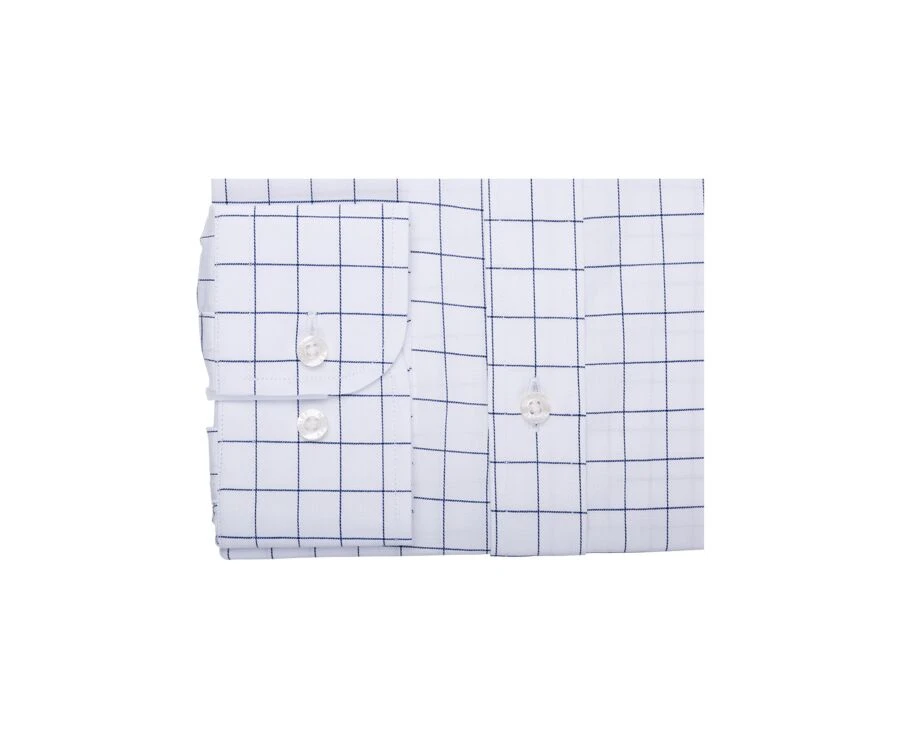 Chemise Blanche Carreaux Bleus - Col Français - SERGIUS 8 Chemise Blanche Carreaux Bleus - Col Français - SERGIUS – Image 6