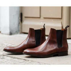 Chelsea Boots Semelle Gomme Homme Cognac Patiné - TODDINGTON GOMME -Magasin De Bexley 0169105a toddington gomme cognac patine 6