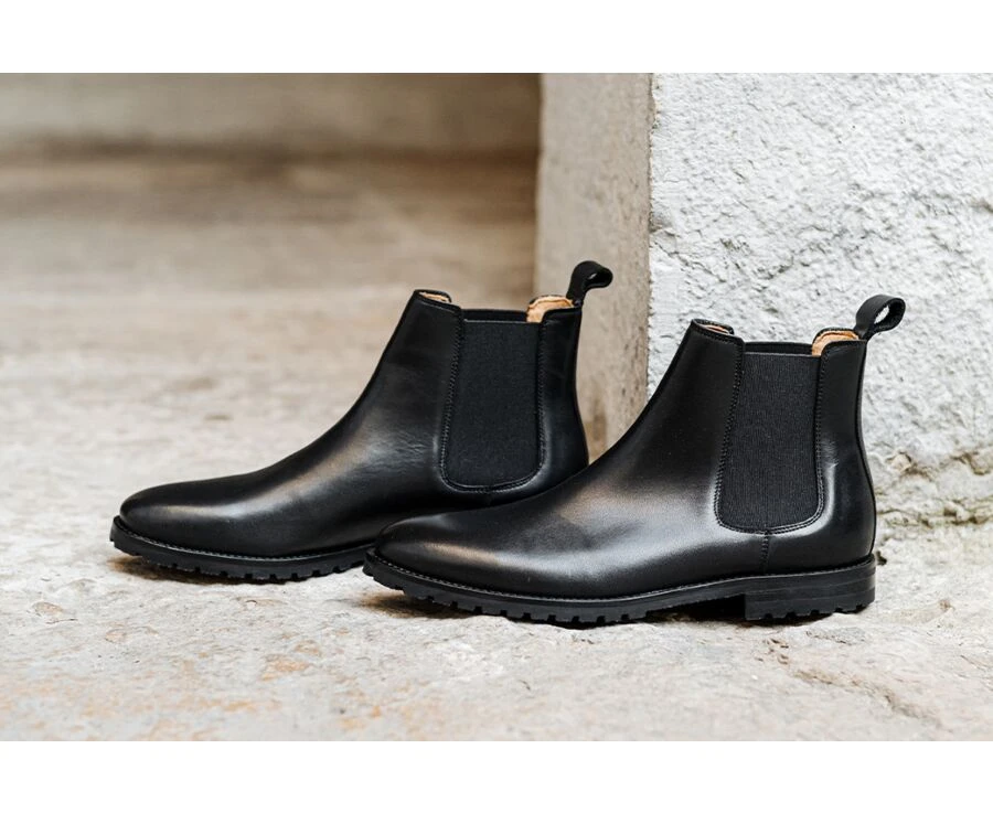 Chelsea Boots Semelle Gomme Avec Talon Bottier Noir - BENTFIELD GOMME 8 Chelsea Boots Semelle Gomme Avec Talon Bottier Noir - BENTFIELD GOMME – Image 6
