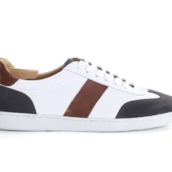 Sneakers Cuir Homme Blanc Et Reglisse - MOYARRA