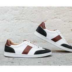 Sneakers Cuir Homme Blanc Et Reglisse - MOYARRA -Magasin De Bexley 0170406y moyarra cuir blanc et reglisse 6