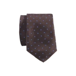 Cravate Homme Soie Motif Micro Fleur Marron Et Navy