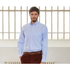 Chemise Bleue Oxford à Poche - Col Américain - HAROLD