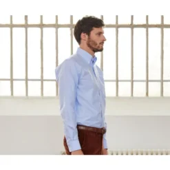 Chemise Bleue Oxford à Poche - Col Américain - HAROLD 11 Chemise Bleue Oxford à Poche - Col Américain - HAROLD -Magasin De Bexley 355008 harold bleu clair 3bis