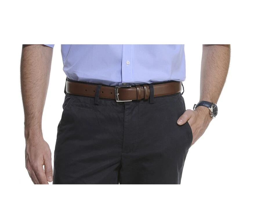 Ceinture Luxe Homme Châtaigne - WESTGATE SILVER 6 Ceinture Luxe Homme Châtaigne - WESTGATE SILVER – Image 4