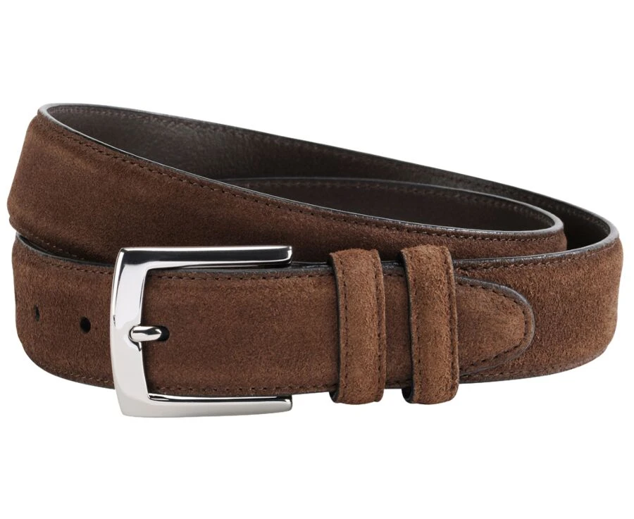 Ceinture Luxe Homme Velours Havane - WESTGATE SILVER 4 Ceinture Luxe Homme Velours Havane - WESTGATE SILVER – Image 2