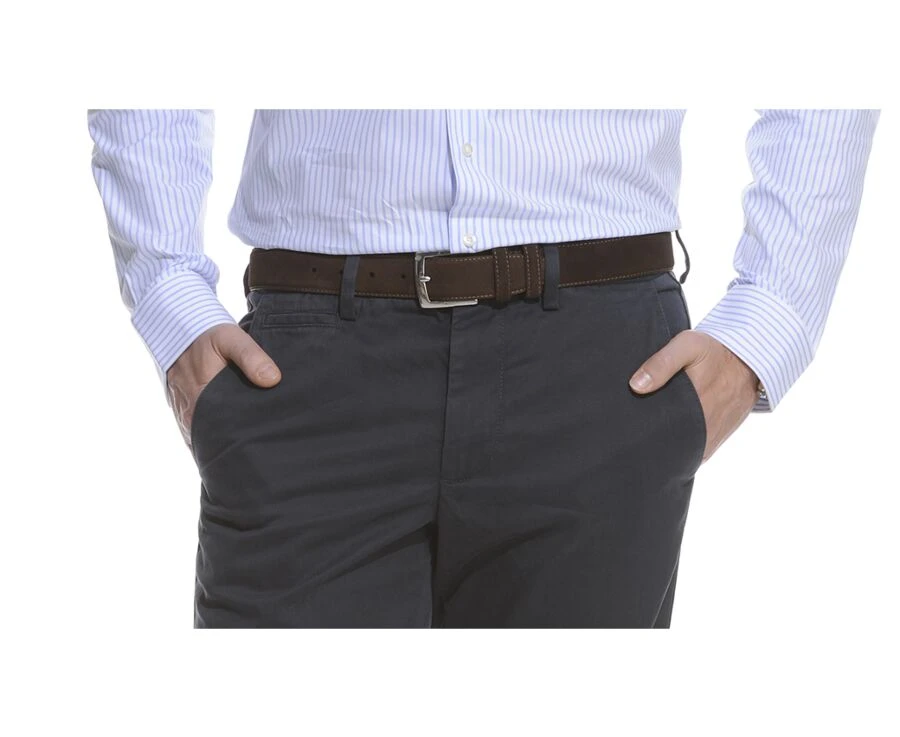 Ceinture Luxe Homme Velours Havane - WESTGATE SILVER 6 Ceinture Luxe Homme Velours Havane - WESTGATE SILVER – Image 4