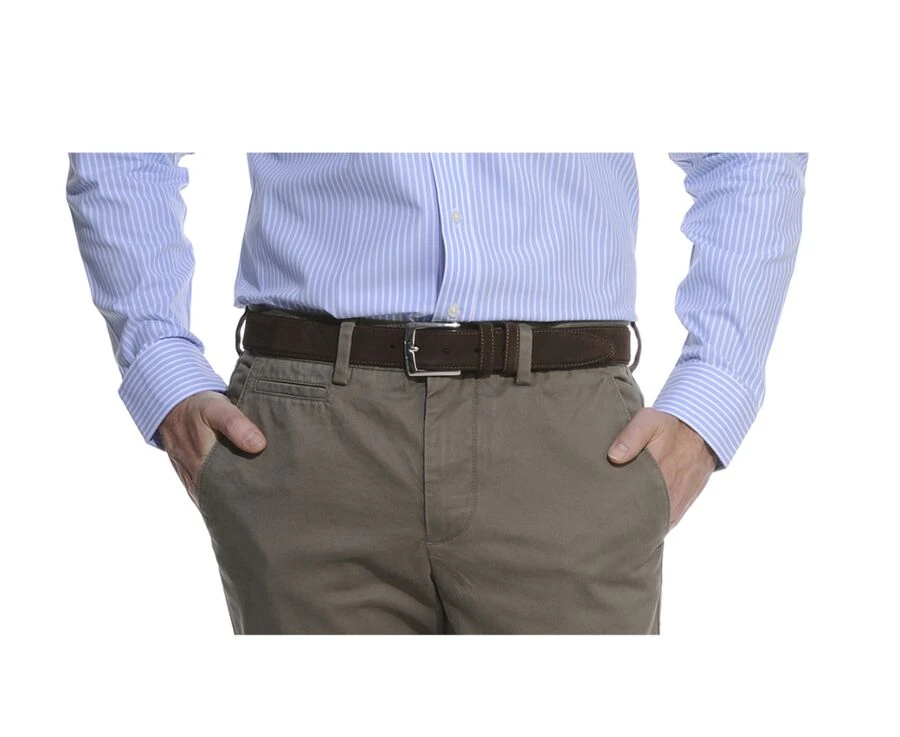 Ceinture Luxe Homme Velours Havane - WESTGATE SILVER 7 Ceinture Luxe Homme Velours Havane - WESTGATE SILVER – Image 5