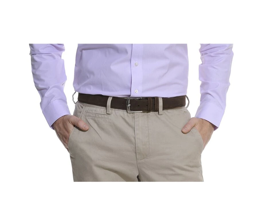 Ceinture Luxe Homme Velours Havane - WESTGATE SILVER 8 Ceinture Luxe Homme Velours Havane - WESTGATE SILVER – Image 6