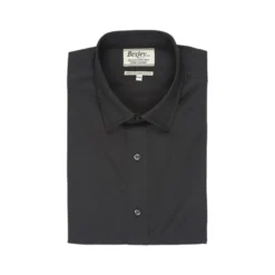 Chemise Noire Coton Popeline - Col Français - LOUIS -Magasin De Bexley 404010 louis noir 1 bis