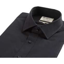 Chemise Noire Coton Popeline - Col Français - LOUIS -Magasin De Bexley 404010 louis noir 7